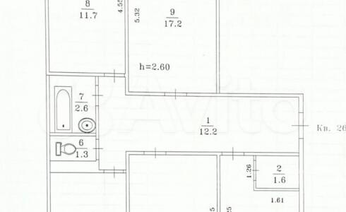 Продается 4-комнатная квартира 79м2 , 20 комплекс, номер 115902 - 1