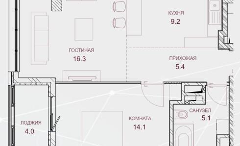 Продается 2-комнатная квартира 53м2 ,  комплекс, номер 115265 - 17