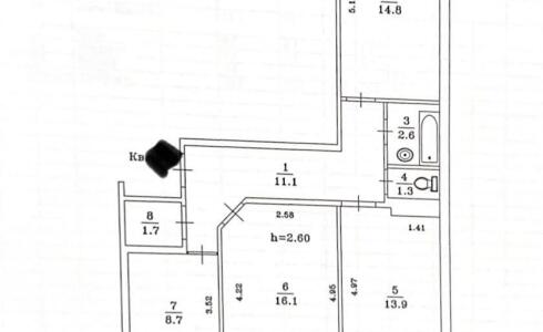 Продается 3-комнатная квартира 74м2 , 37 комплекс, номер 115938 - 23