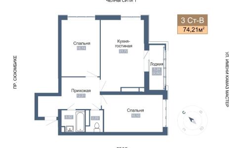 Продается 3-комнатная квартира 77м2 ,  комплекс, номер 115425 - 5