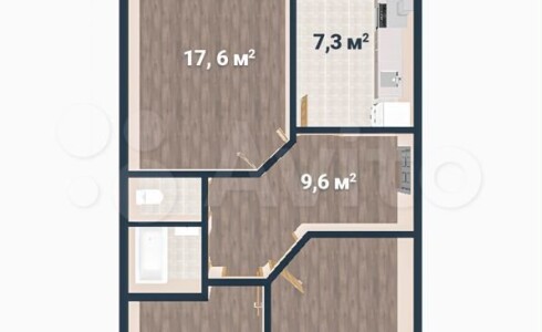 Продается 3-комнатная квартира 60м2 , 56 комплекс, номер 112105 - 2