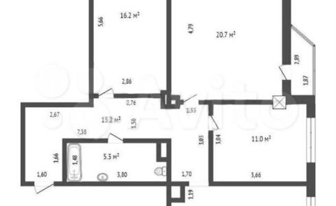 Продается 3-комнатная квартира 90м2 , 58 комплекс, номер 112298 - 1